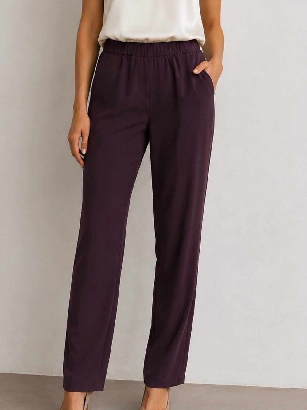 Fabiana Filippi Women’s Burgundy Pull-On Pants Made in Italy Size 42 / S